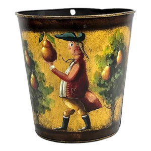 John Dunn Original 1999 Signed Tole Rooster/Gentleman Folk Art Sap Syrup Tin