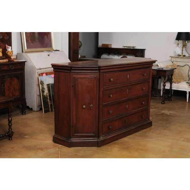 Italian 17th Century Walnut Dresser with Four Drawers and Canted Side Doors For Sale - Image 9 of 12
