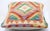 A one-of-a-kind handwoven Afghan wool kilim lumbar pillow featuring concentric stepped diamonds in green, purple, red and...