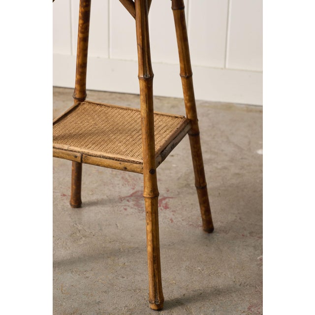 Brown 19th Century Tortoise Bamboo Two Tier Single Side Table For Sale - Image 8 of 8