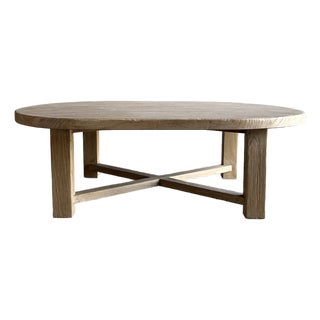 Reclaimed Elm Wood Oval Coffee Table 59" For Sale