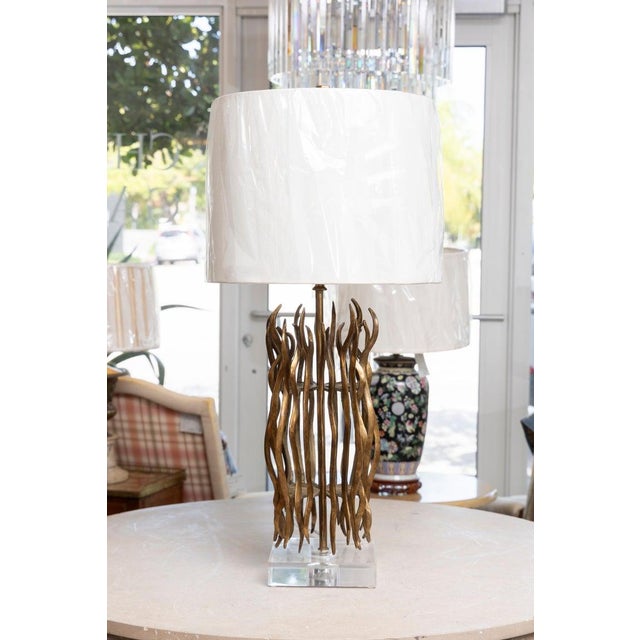 Mid 20th Century Organic Modern Brass Sculptural Table Lamp For Sale In West Palm - Image 6 of 7