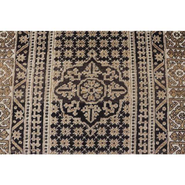 Mid 20th Century All-Over With Medallion Design Turkish Carpet in Shades of Brown and Cream 4'2"x6'3" For Sale - Image 5 of 10