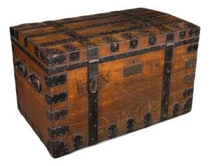 Large Antique Silver Chest, English, Oak, Iron Bound, Shipping Trunk, Victorian