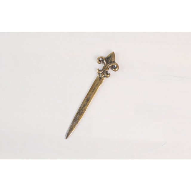 Brass Mid-Century Brass Fleur De Lys Letter Opener For Sale - Image 8 of 10