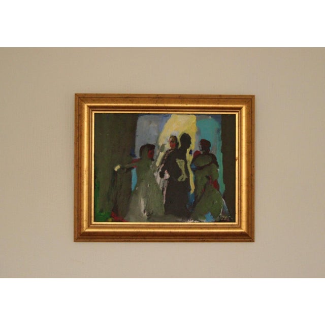 H. Zee, Conversation, 1950s, Oil on Canvas, Framed For Sale - Image 12 of 13
