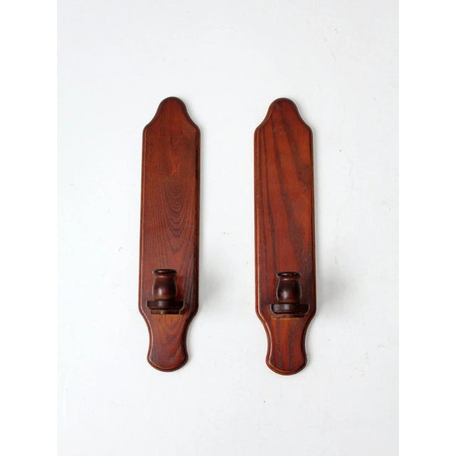 Vintage Wood Candlestick Wall Sconces Pair Chairish