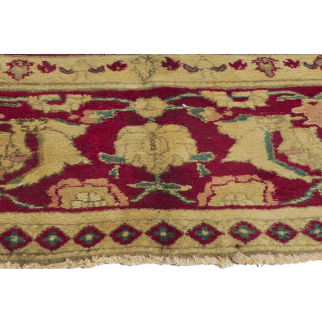 Bottle Green Antique Indian Agra Rug, 08’10 X 14’08 For Sale - Image 8 of 12