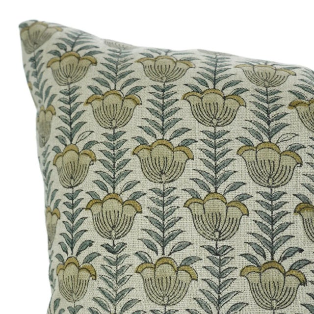 Not Yet Made - Made To Order Hand Block Print Thick Linen Pillow Cover by Fabdivine, 14"X36",Lotus For Sale - Image 5 of 7