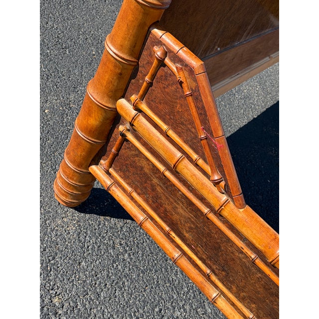 19th Century Rj Horner Style Faux Bamboo Birds Eye Maple Bed Frame For Sale In Philadelphia - Image 6 of 12