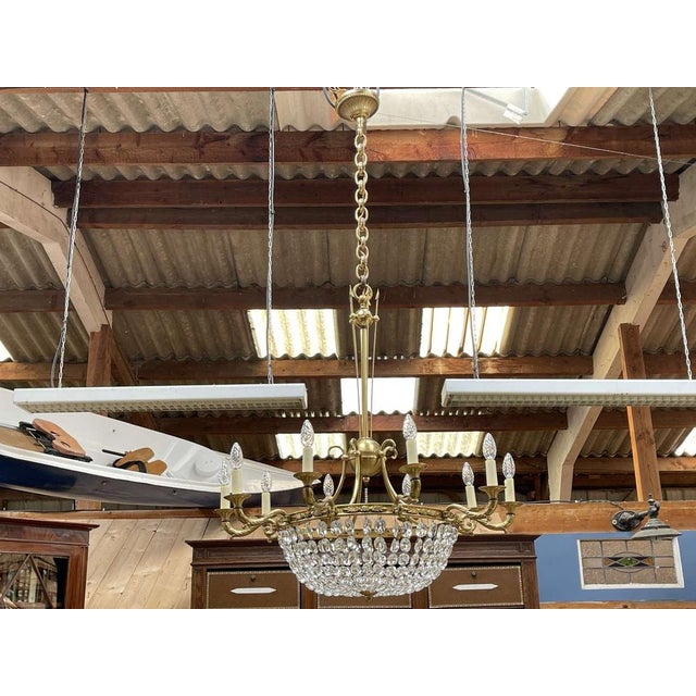 10-Light Chandelier in Bronze and Cut Crystal, 1960s For Sale - Image 12 of 14