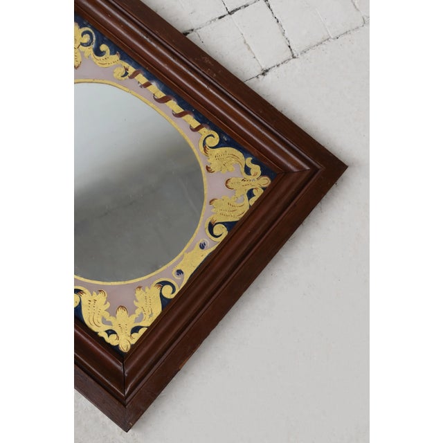 Early 20th Century Antique Reverse Painted Glass Mat Framed Mirror, Circa Early 20th Century For Sale - Image 5 of 18