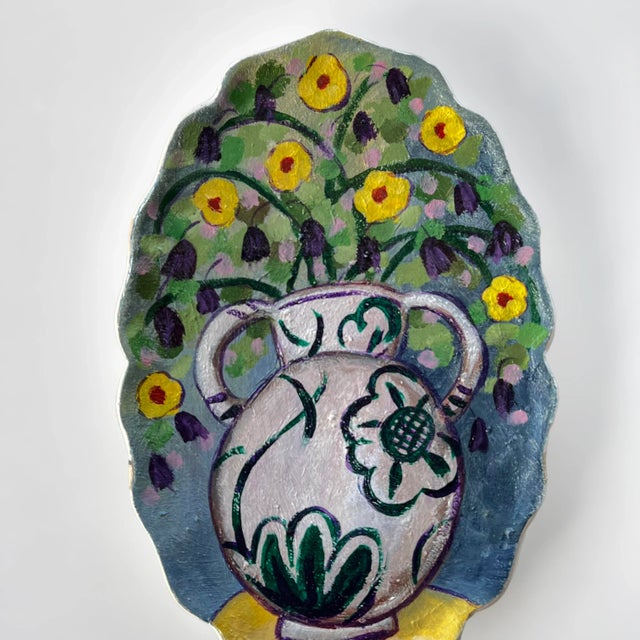 Shabby Chic Bouquet in Amphora Vase Wall Art Plate For Sale - Image 3 of 7