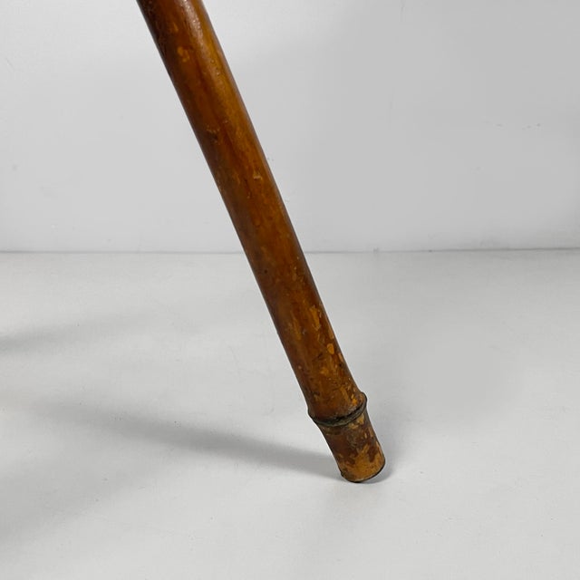 Italian Art Nouveau Style Pedestal in Brown Leather and Bamboo, 1930s For Sale - Image 16 of 18