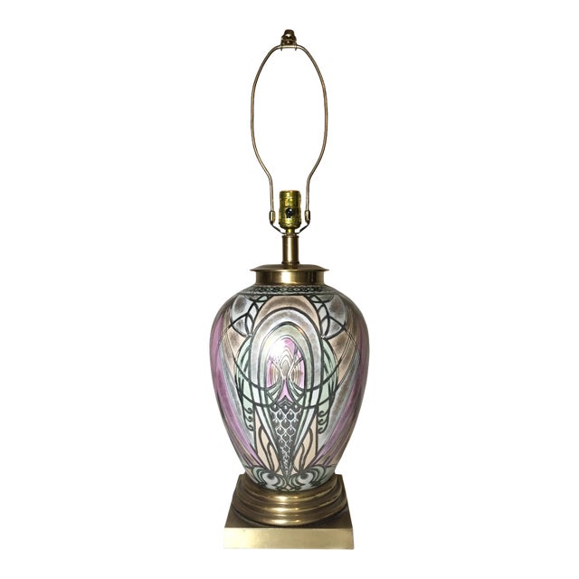 Vintage Hand Painted Frederick Cooper Ceramic Table Lamp For Sale