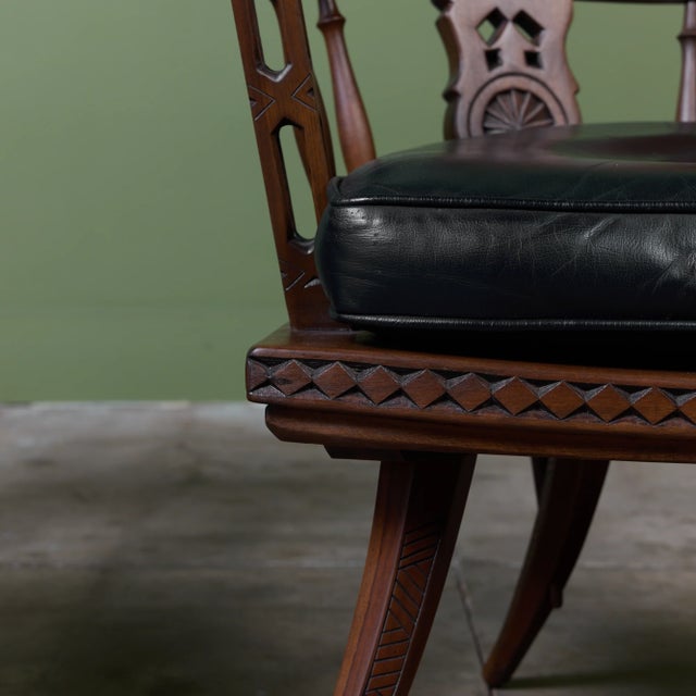 Pair of Carved Walnut Lounge Chairs in the Style of Ettore Zaccari For Sale - Image 14 of 16