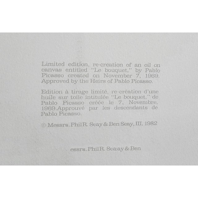 Pablo Picasso 1980s Pablo Picasso, Le Bouquet (Marina Picasso Estate Hand Signed Lithograph) Reproduction For Sale - Image 4 of 4