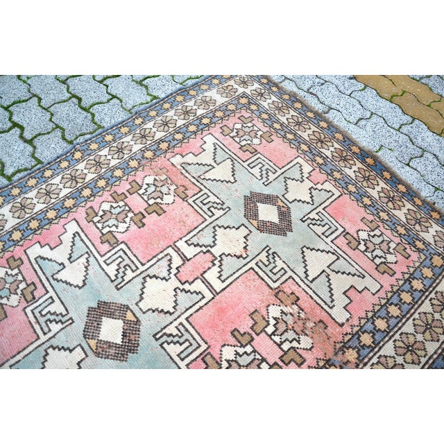 1960s 1960s Vintage Wool Handmade Area Rug For Sale - Image 5 of 11