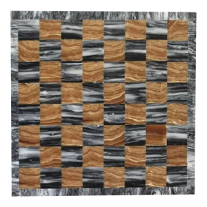 1980s Black & Brown Stone Chessboard