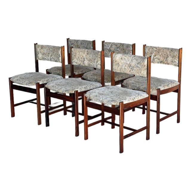 Rosewood Dining Chairs Set of 6 Upholstered Seat Denmark 1960s For Sale