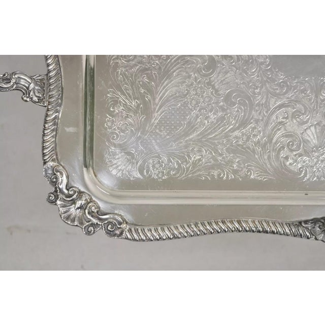 Sheffield Vintage Sheffield Victorian Ornate Silver Plated Serving Platter Tray For Sale - Image 4 of 12