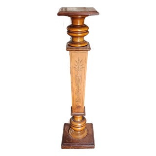 Vintage Neoclassical Revival Style Wooden Display Pedestal Stand For Sale