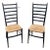 Pair of Sculptural Italian Tall Ladder Back Side Chairs With Rush Seats - In the Style of Gio Ponti For Sale
