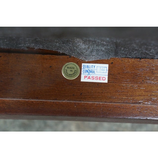 6 Late 20th Century Maitland Smith Chippendale Pierced Mahogany Dining Side Arm Chairs Silk Seats For Sale - Image 17 of 18