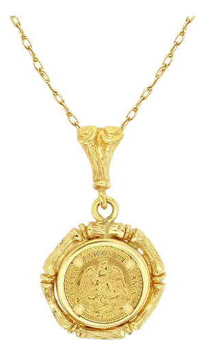 Bamboo 1945 Dos Pesos Gold Necklace 14k Yellow Gold
