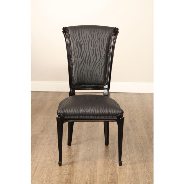 Italian Art Deco Style Set of Eight Ebonized Dining Chairs For Sale - Image 9 of 18