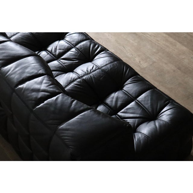 1960s Kashima Three Seater Sofa in Black Leather by Michel Ducaroy for Ligne Roset, 1970s For Sale - Image 5 of 15