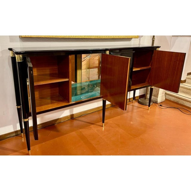 Mid-Century Italian Black Lacquered and Brass Sideboard by Paolo Buffa, 1950 For Sale - Image 6 of 13