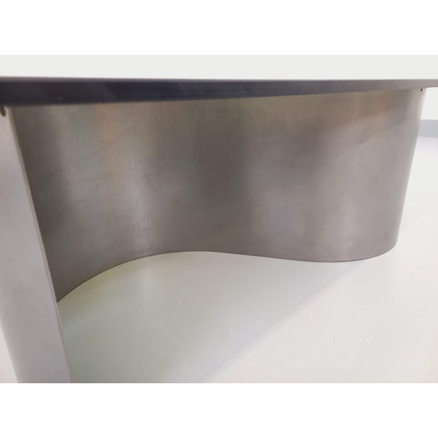 Vintage Space Age Rectangular Coffee Table in Steel and Smoked Glass, 1970s For Sale - Image 14 of 17