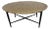1950s Mid Century Oval Kittinger Style Coffee Table Faux Bamboo Tapered Legs Incised Leafs Design on Top For Sale