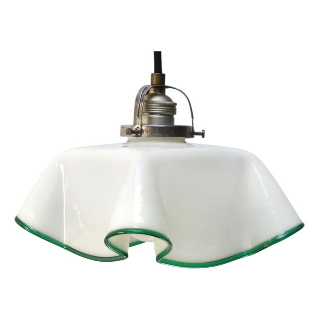 Mid-Century French Opaline Glass Pendant Light For Sale