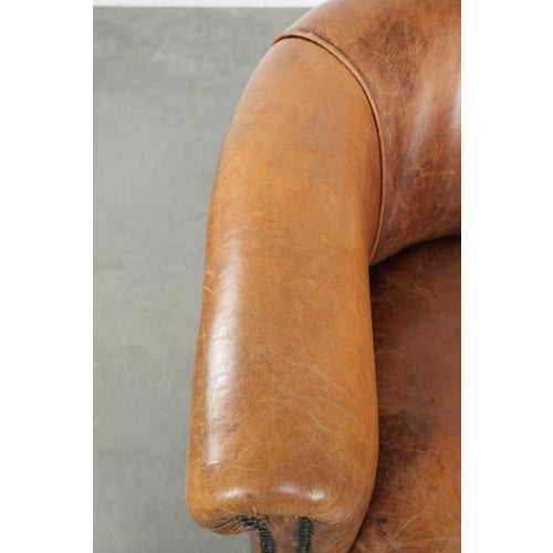 Animal Skin Vintage Club Chair in Sheepskin Leather For Sale - Image 7 of 13