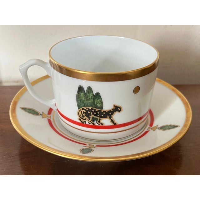 Vintage Cartier Limoges Porcelain Art Deco Style Panther Coffee or Tea Cup & Saucer For Sale - Image 13 of 13