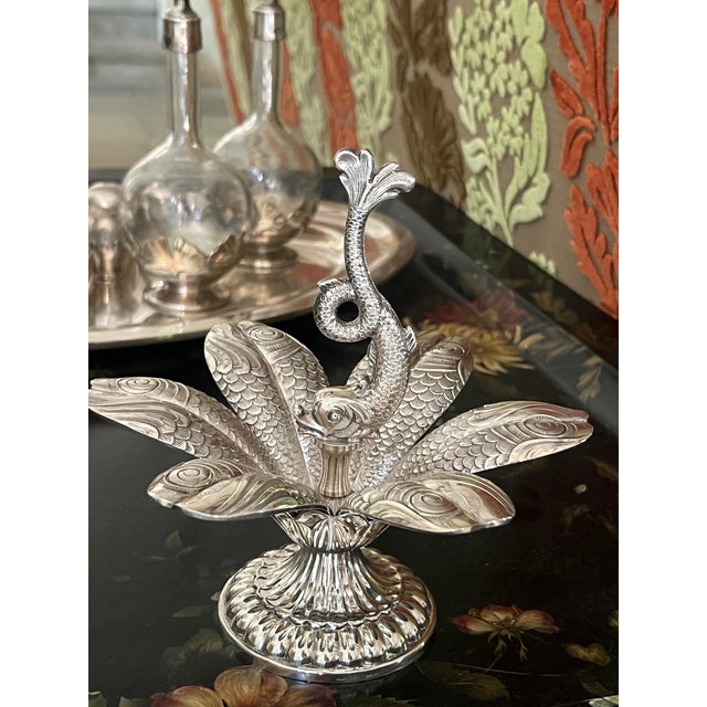 French Christofle Silver Plated ‘Caviar Flower’ Spoon Serving Set, C. 1960's For Sale - Image 10 of 13