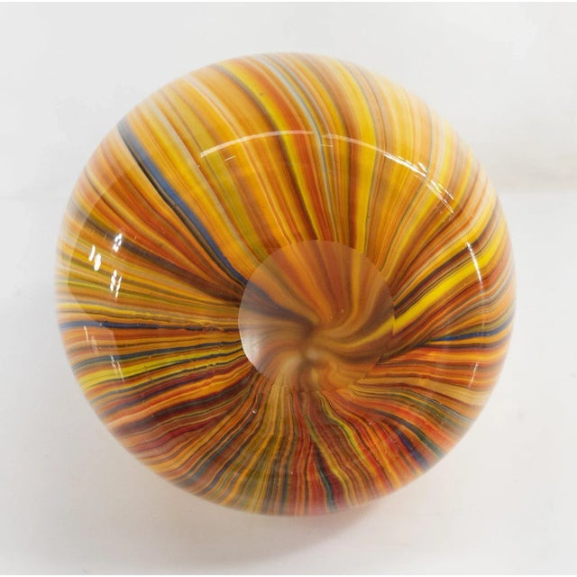 Orange Mid-Century Brightly Colored Orange and Yellow Art Glass Vase For Sale - Image 8 of 10