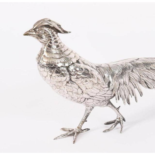 Antique German 830 Silver Pheasants, 19th Century, Set of 2 For Sale - Image 12 of 18