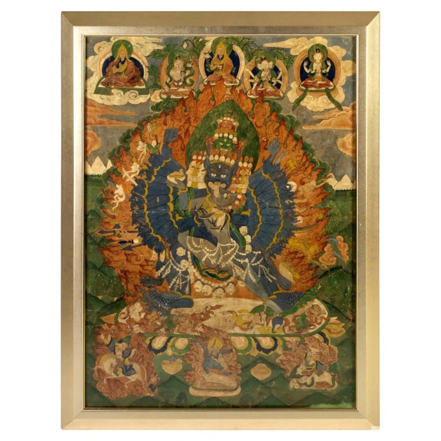Framed Antique Tibetan Thangka of Yamantaka with Consort For Sale - Image 13 of 13