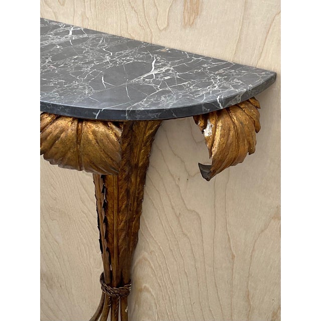 Vintage Gilt Metal and Marble Wall Console For Sale - Image 9 of 13