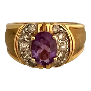 Vintage 14k Gold Amethyst & Diamond Ring Size 7