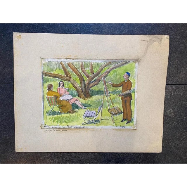 Modern Alexandre Blanchet, Torcapel Family, 1920s, Watercolor For Sale - Image 3 of 7
