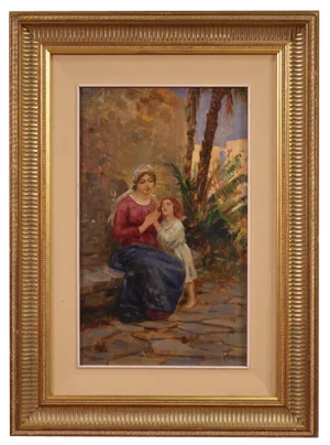 G. Grassis, Figurative Scene, 20th Century, Oil Painting, Framed