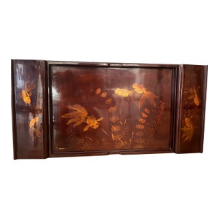 1950s Vietnamese Laquered Signed Goldfish Tea Tray For Sale