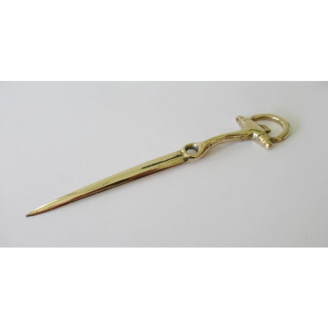 Vintage Mid-Century Equestrian Style Horse-Shoe Shaped Brass Letter Opener For Sale - Image 4 of 9