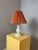 White Glass Table Lamp with Pink Shade For Sale - Image 4 of 11