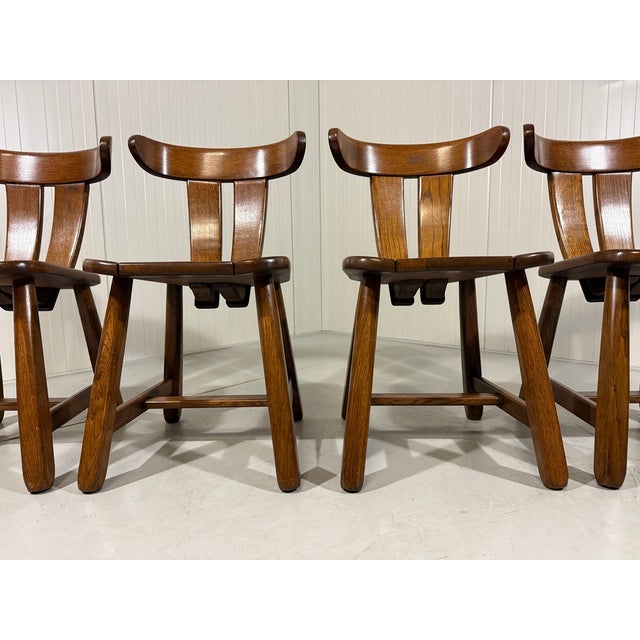 Brutalist Oak Dining Chairs, 1970s, Set of 4 For Sale - Image 6 of 16