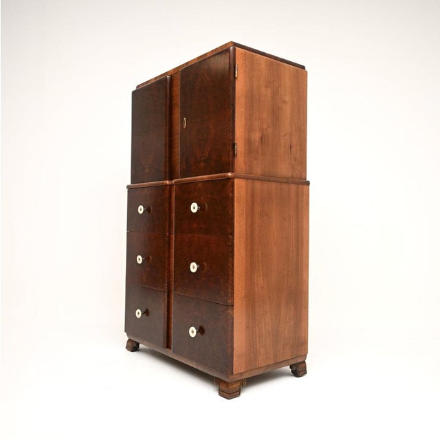 French Art Deco Burr Walnut Cabinet on Chest, 1930s For Sale - Image 4 of 11